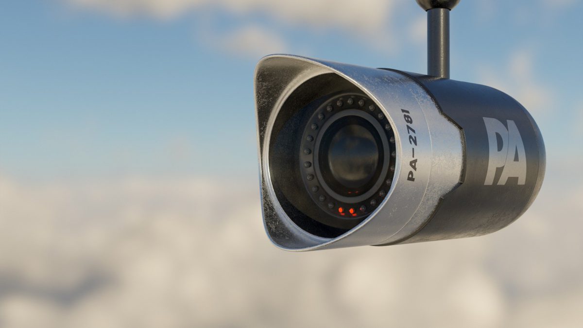 Outdoor CCTV camera installed to monitor a property approach